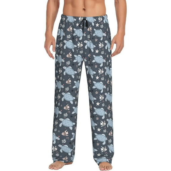 Naloa Turtle Pajama Pants Men, PJ Bottoms, Sleep & Lounge Pants-Medium