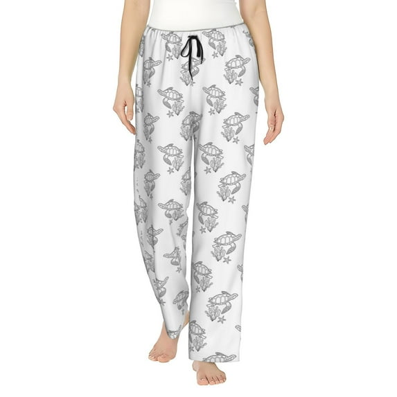Naloa Turtle Print Women’s Ultra-Soft Comfy Pajama Lounge Pants with Pockets & Drawstring