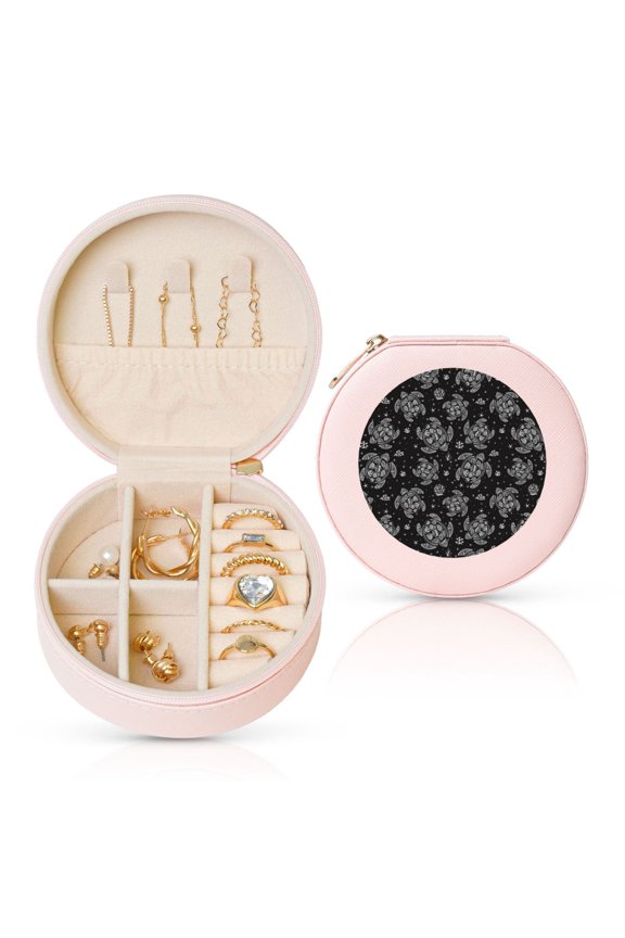 Turtle Round Jewelry Box, Travel Jewelry Organizer, 3.9 x 3.9 x 2in Jewelry Storage Box for Women-Pink