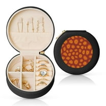 Naloa Turtle Shell Round Jewelry Box, Travel Jewelry Organizer, 3.9 x 3.9 x 2in Jewelry Storage Box for Women-Black