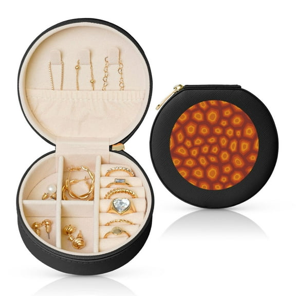 Naloa Turtle Shell Round Jewelry Box, Travel Jewelry Organizer, 3.9 x 3.9 x 2in Jewelry Storage Box for Women-Black