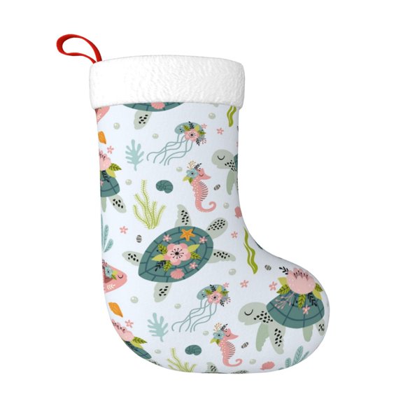 Naloa Turtle and Sea Life Christmas Stockings Decorations, Xmas Ornaments, DIY Personalized Farmhouse Decor for Home Family Party Tree