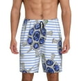 thumbnail image 1 of Naloa Turtle with Blue Stones Men's Short Pajama Pants, Lounge Comfort Shorts with Elasticized Waistband and Side Pockets - Large, 1 of 9