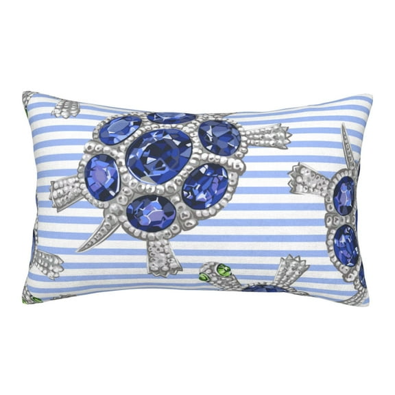 Naloa Turtle with Blue Stones Pillowcase, Throw Pillowcase, Wrinkle-Free, Stain-Resistant with Hidden Zipper for Bedroom Sofa - 14"x20"
