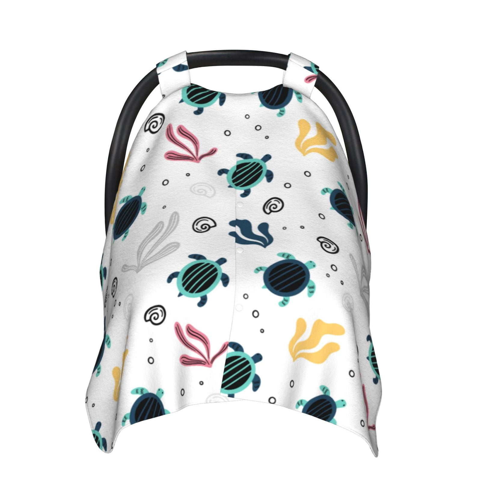 Naloa Turtles And Corals Baby Car Seat Cover, Breathable Baby Carrier Cover, Multiuse Baby Carrier Cover & Nursing Breastfeeding Cover