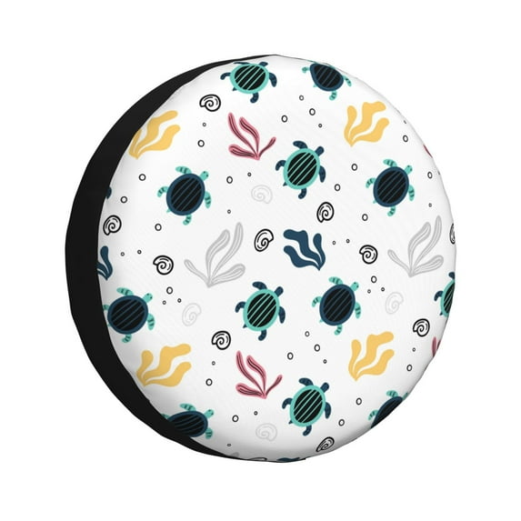 Naloa Turtles And Corals PVC Leather Spare Tire Wheel Cover for Car Truck SUV Camper Trailer Universal Fit many size14 inch