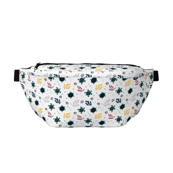 Naloa Turtles And Corals Print Running Belts for Men Women,Running Fanny Pack with 2-Zipper Pockets,Waterproof Waist Pack for Travel Hiking Running Outdoor Sports