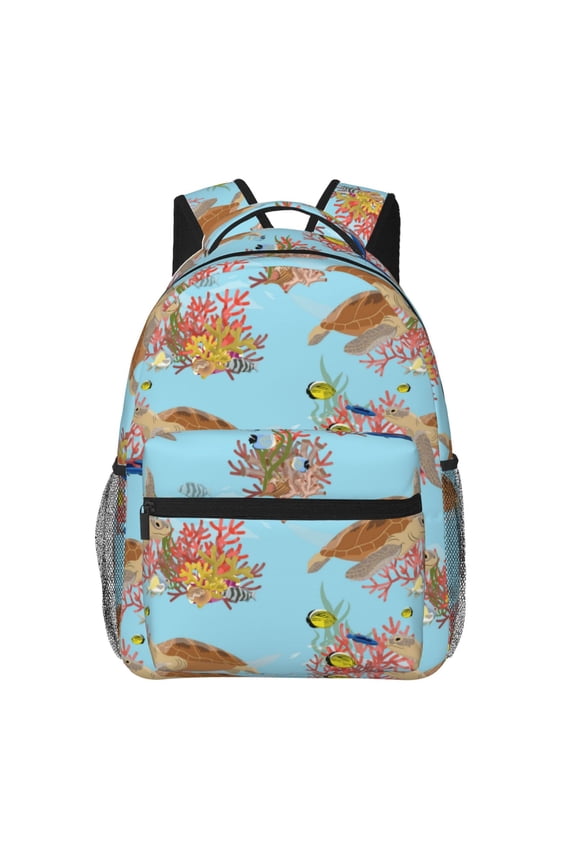 Turtles And Corals Print Solid Color Tie Formal Necktie for MenSuitable for business, daily life, work