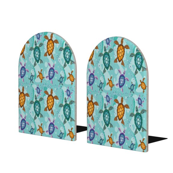 Naloa Turtles And Sea 2 Pcs Bookend Large Capacity Office Book Ends for Home Office Library School Study Decoration