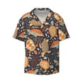 thumbnail image 1 of Naloa Turtles and Sea Plants Men's Loose Fit Cuban Collar Short-Sleeve Shirt with Button-down and Chest Pocket for Everyday Wear Outings - Large, 1 of 7