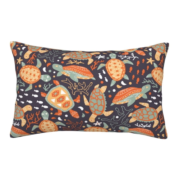Naloa Turtles and Sea Plants Pillowcase, Throw Pillowcase, Wrinkle-Free, Stain-Resistant with Hidden Zipper for Bedroom Sofa - 14"x20"