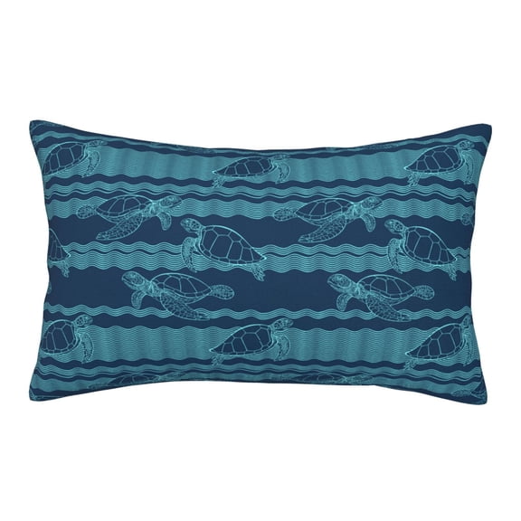 Naloa Turtles and Waves Pillowcase, Throw Pillowcase, Wrinkle-Free, Stain-Resistant with Hidden Zipper for Bedroom Sofa - 14"x20"