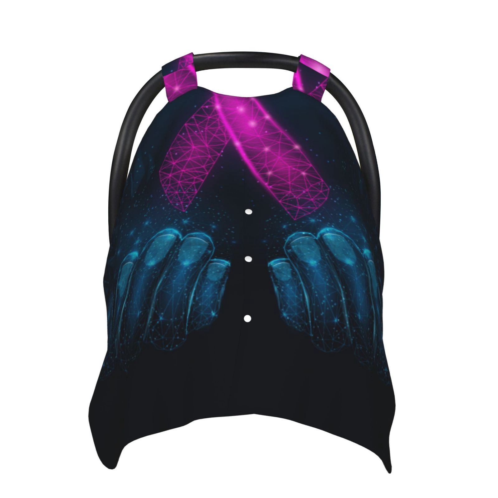 Naloa Two Human Hands are Holds Ribbon Awareness Baby Car Seat Cover, Breathable Baby Carrier Cover, Multiuse Baby Carrier Cover & Nursing Breastfeeding Cover