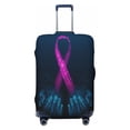 thumbnail image 1 of Naloa Two Human Hands are Holds Pink Ribbon Awareness Elastic Suitcase Protector, Travel Suitcase Protector Cover Fits 18-32in Suitcase - Large, 1 of 9