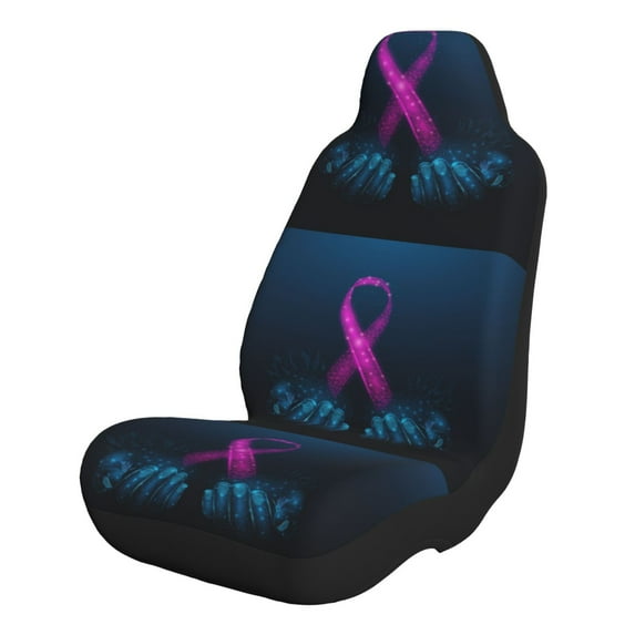 Naloa Two Human Hands are Holds Ribbon Awareness Car Seat Covers 2PCs Front Car Seat Covers Universal fit for Most Cars SUVs and Trucks - 2 PCS