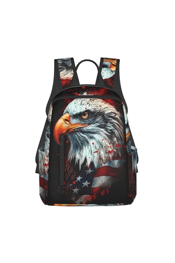 USA Bald Eagle Print Lightweight DayBackpack Suitable for school, work, shopping, travel, etc.