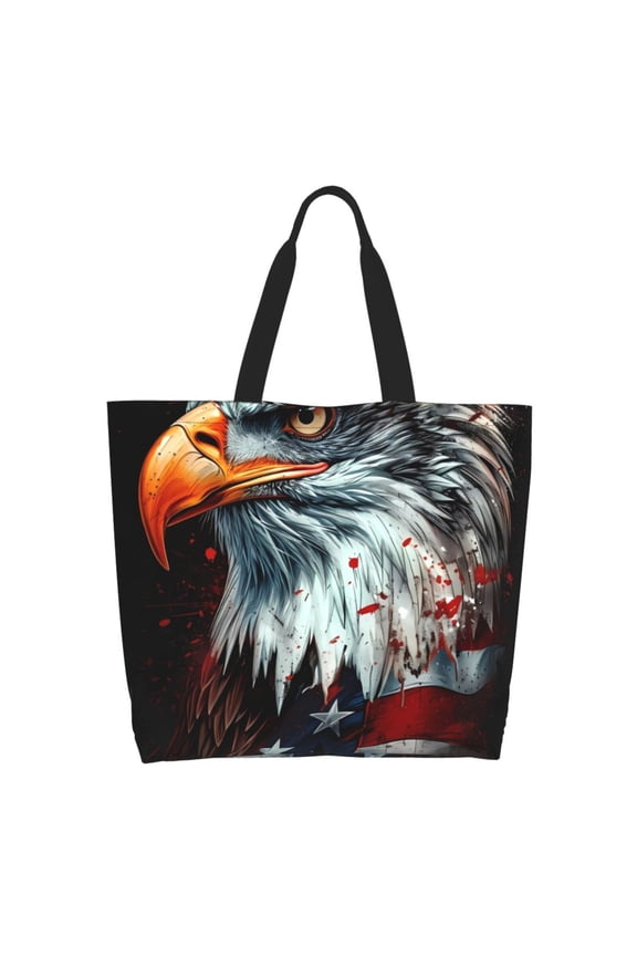 USA Bald Eagle Tote Bag for Women Large Capacity Shoulder Bag for College Work Travel Shopping