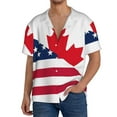 thumbnail image 1 of Naloa USA Canada Flag Men's Loose Fit Cuban Collar Short-Sleeve Shirt, Hawaiian Shirts, Mens Shirts Casual for Everyday Wear Outings-Small, 1 of 5