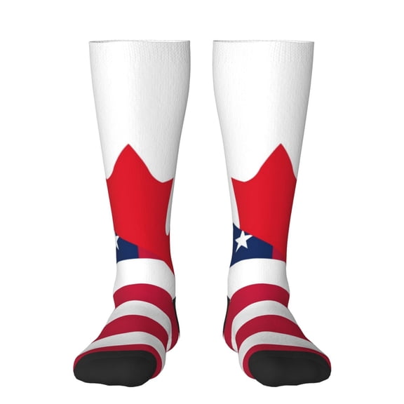 Naloa USA Canada Flag Thigh High Socks Extra Long Stretchy Sock Women Over Knee High Opaque Stocking Daily Wear