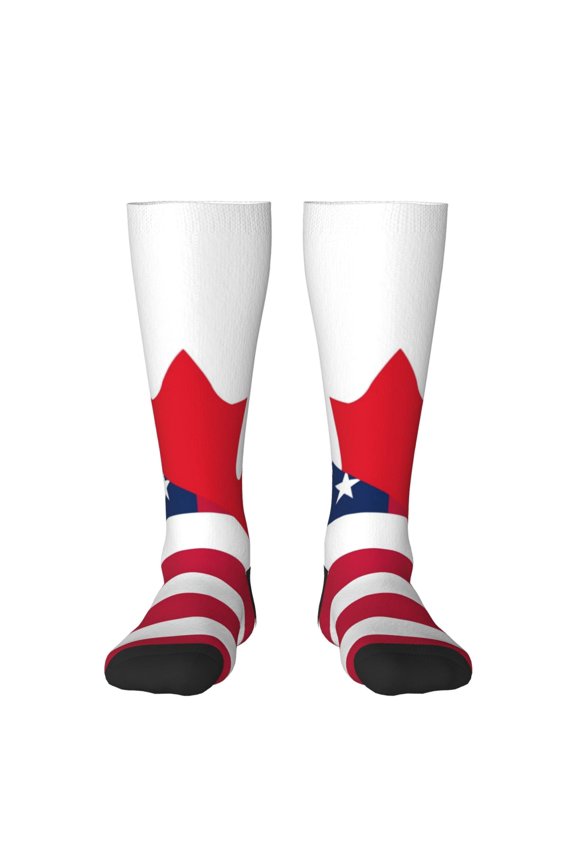 USA Canada Flag Thigh High Socks Extra Long Stretchy Sock Women Over Knee High Opaque Stocking Daily Wear