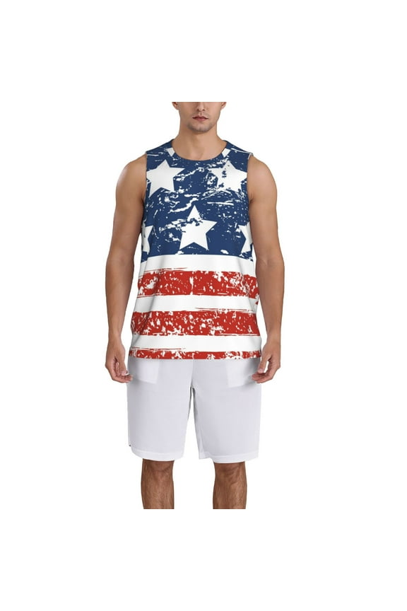 USA Colors Stripes1 Basketball Jersey Reversible Men's Mesh Athletic Sports Shirts Training Practice S-4XLX-Large