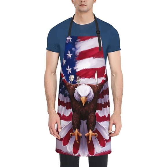 Naloa USA Eagle with Spread Wings Apron Kitchen Aprons with Pockets for Women Men Chef