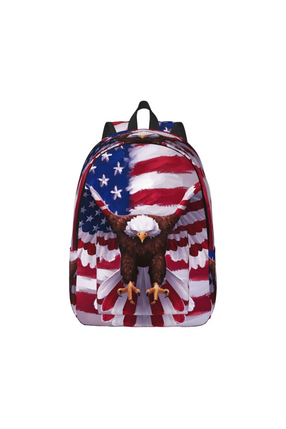 USA Eagle with Spread Wings Canvas Backpack for Men Women Rucksack Casual Travel Daypack College Tote Satchel Bookbag for Teens-Small