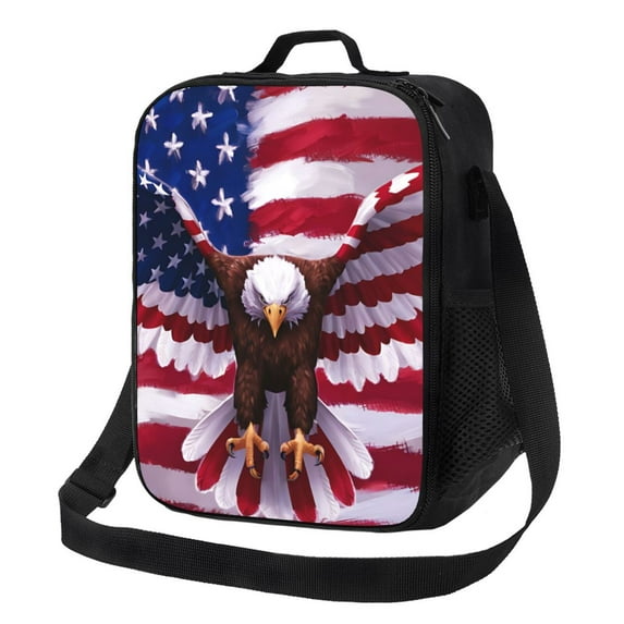 Naloa USA Eagle with Spread Wings Lunch box Lunch bag for men women Large capacity Lunchbox Insulated Lunch bag Lunch box cooler