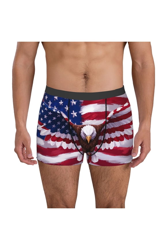 USA Eagle with Spread Wings Mens Underwear - Boxers for Men, Mens Boxer Briefs, Classic Briefs for Men-X-Large