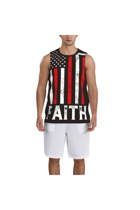 USA Flag Cross Basketball Jersey Reversible Men's Mesh Athletic Sports Shirts Training Practice S-4XLSmall