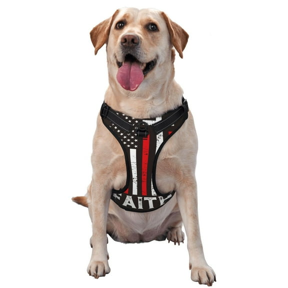Naloa USA Flag Cross Pet Harness Vest with Traction Rope, Adjustable No-Choke Dog Vest for Outdoor, Walking - X-Large