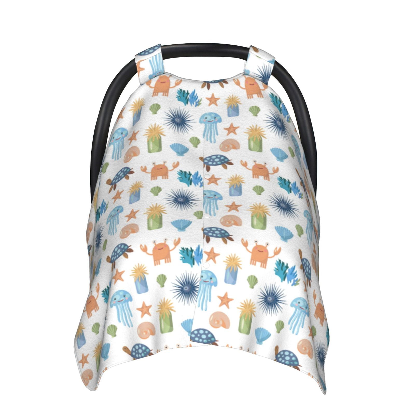 Naloa Undersea Animals Baby Car Seat Cover, Breathable Baby Carrier Cover, Multiuse Baby Carrier Cover & Nursing Breastfeeding Cover
