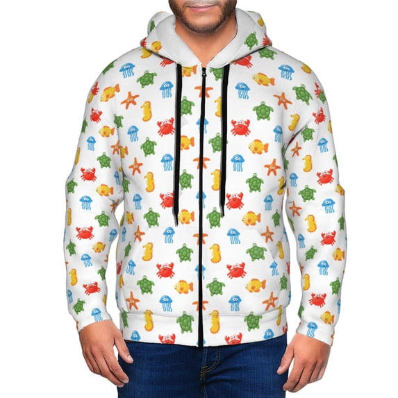 Naloa Undersea Animals Men’s Hoodies, Zip up Hoodie, Sweatshirts,Hoodies for Men Sizes S-3XL-X-Large