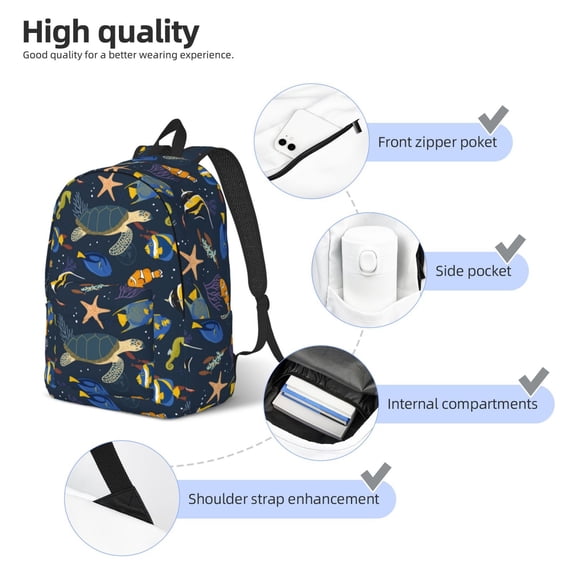 Naloa Undersea Animals Print Durable Canvas College Rucksack,Laptop Excursion Backpack,Travel Notebook School Backpack,Bookbag For Men Women