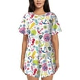 thumbnail image 1 of Naloa Undersea Seahorse Women's Short-Sleeved Pajama Set, Loungewear, Summer pajamas, Breathable Cozy - Medium, 1 of 9