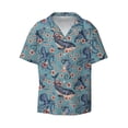 thumbnail image 1 of Naloa Underwater Animals and Flowers Men's Loose Fit Cuban Collar Short-Sleeve Shirt with Button-down and Chest Pocket for Everyday Wear Outings - X-Large, 1 of 7