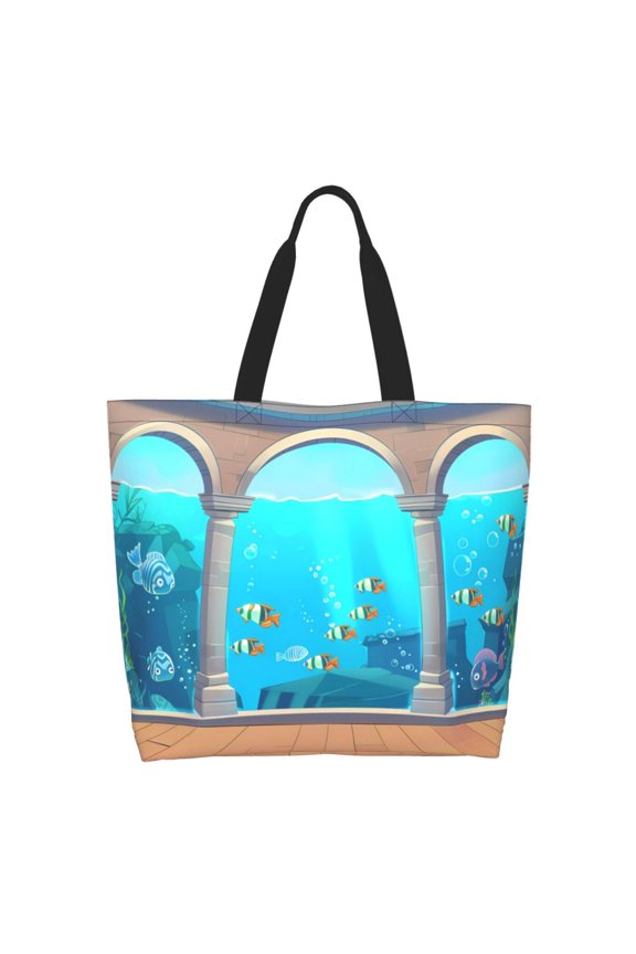 Underwater Aquarium Arches Tote Bag for Women Large Capacity Shoulder Bag for College Work Travel Shopping
