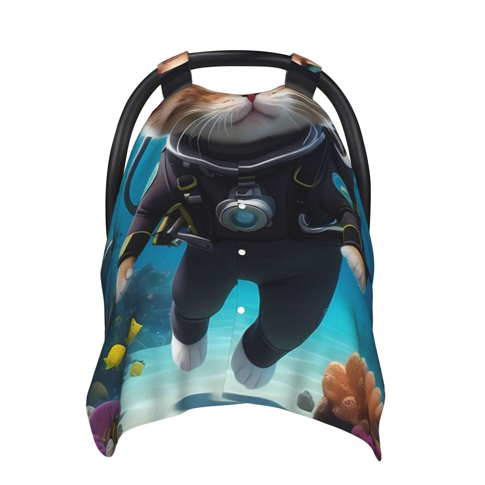 Naloa Underwater Diving Cat Baby Car Seat Cover, Breathable Baby Carrier Cover, Multiuse Baby Carrier Cover & Nursing Breastfeeding Cover