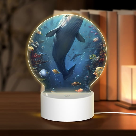 Naloa Underwater Dolphin Acrylic LED Night Light Custom LED Lights Personalized Nightlight Customized Gifts for Family Couples Friends