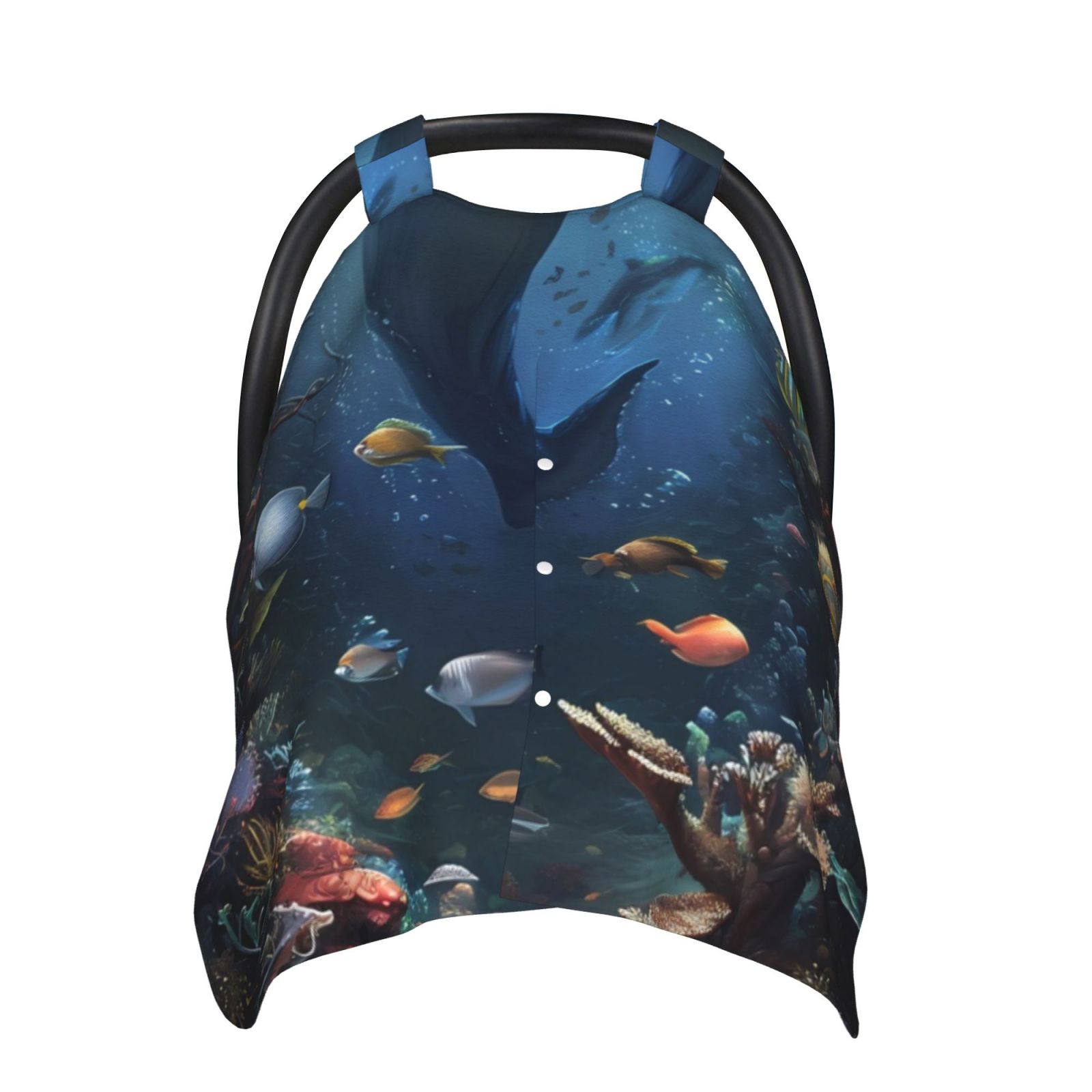 Naloa Underwater Dolphin Baby Car Seat Cover, Breathable Baby Carrier Cover, Multiuse Baby Carrier Cover & Nursing Breastfeeding Cover
