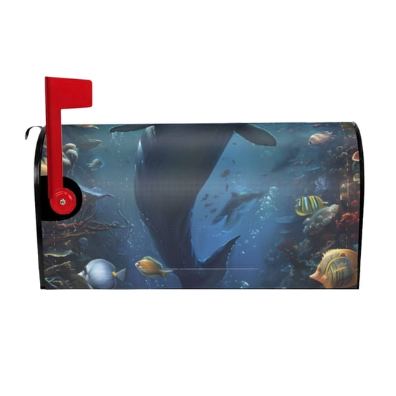 Naloa Underwater Dolphin Mailbox Covers Magnetic Post Box Cover Post Letter Box Cover Garden Decor-
