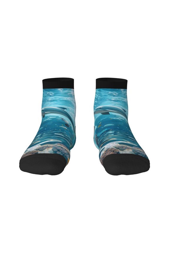 Underwater Dolphin Scene Ankle Socks for Women Non Slip Socks No Show Socks Classic Low Cut Casual Socks Casual Socks