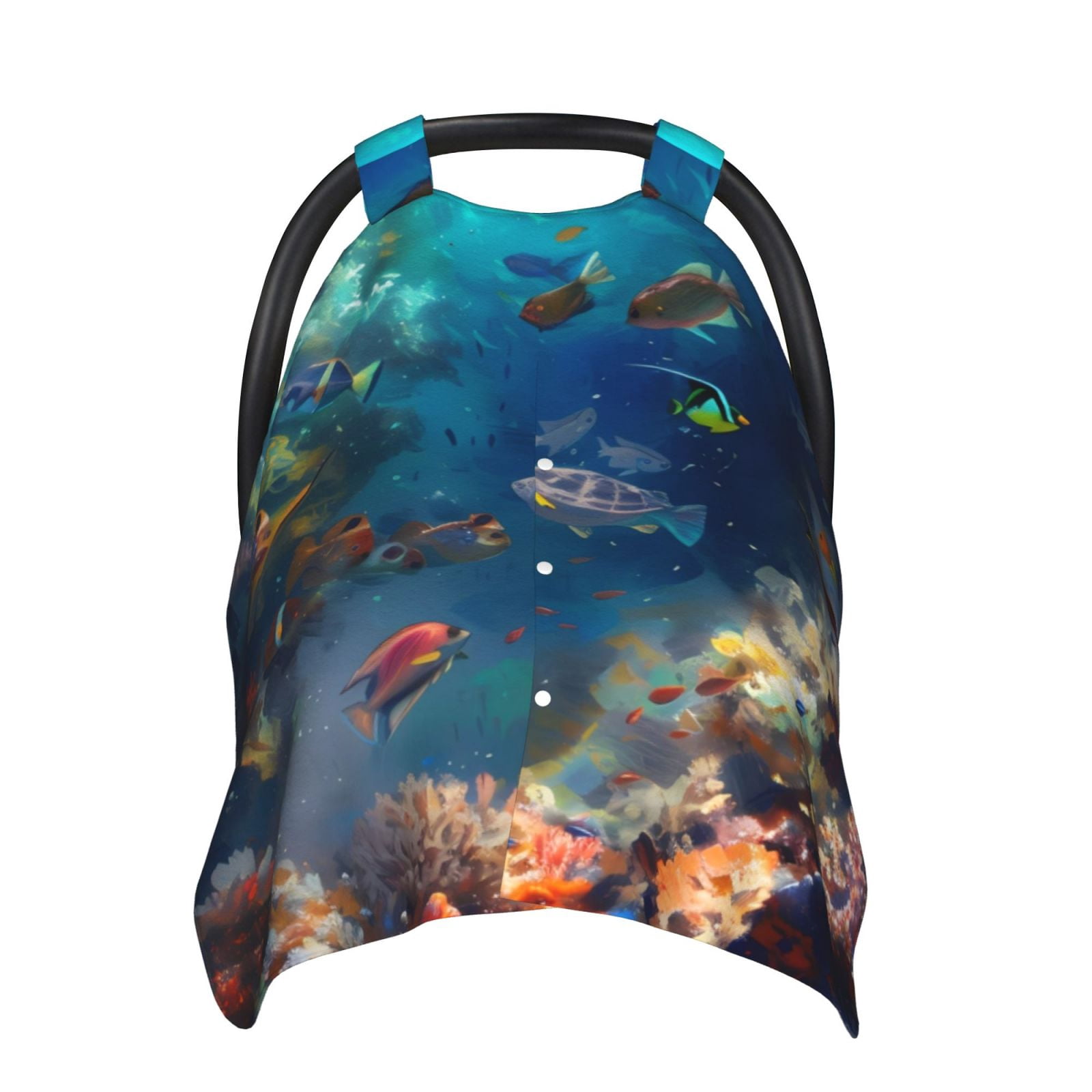 Naloa Underwater Fish Turtle Baby Car Seat Cover, Breathable Baby Carrier Cover, Multiuse Baby Carrier Cover & Nursing Breastfeeding Cover