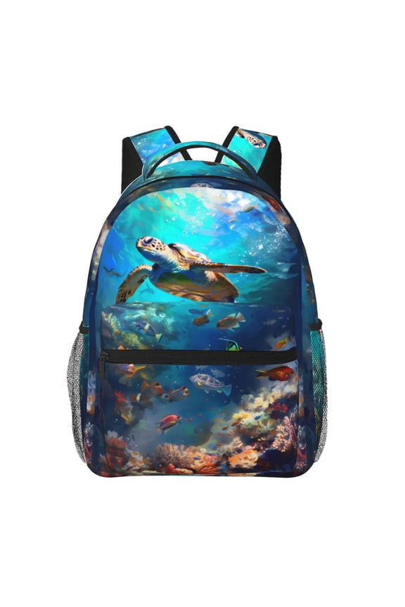 Underwater Fish Turtle Print Solid Color Tie Formal Necktie for MenSuitable for business, daily life, work