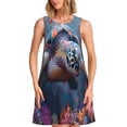 thumbnail image 1 of Naloa Underwater Lazy Turtle Print Women's Summer Spring Casual Beach Sundress,Vacation Sleeveless Tank Crewneck Loose Dresses, 1 of 7