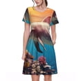 thumbnail image 1 of Naloa Underwater Plant Dolphin Print Womens Summer A-Line Dress with Pockets,Short Sleeve Dresses,Flowy Beach Swing Dress for Vacation Travel, 1 of 6