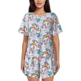 thumbnail image 1 of Naloa Unicorn DoingYoga Women's Short-Sleeved Pajama Set, Loungewear, Summer pajamas, Breathable Cozy - X-Large, 1 of 9