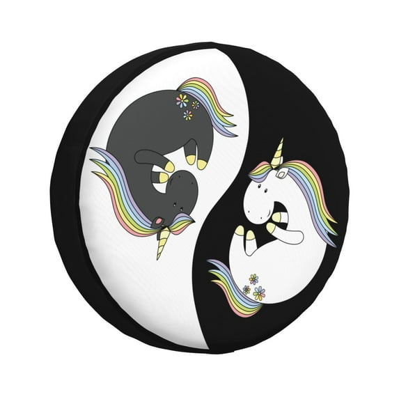 Naloa Unicorn in Yoga PVC Leather Spare Tire Wheel Cover for Car Truck SUV Camper Trailer Universal Fit many size17 inch