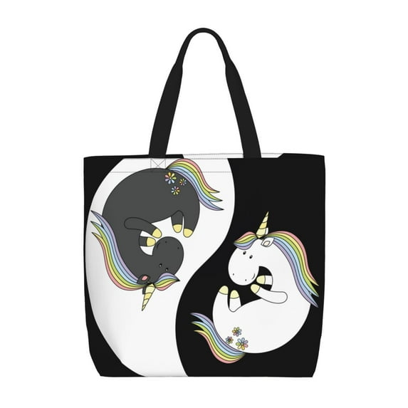 Naloa Unicorn in Yoga Tote Bag for Women, Foldable Tote Bag With Zipper, Large Shoulder Bag, Top Handle Handbag for Travel, Work, Shopping