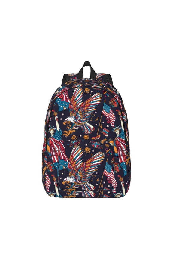 United States Of America Canvas Backpack for Men Women Rucksack Casual Travel Daypack College Tote Satchel Bookbag for Teens-Medium